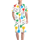 Darts Pattern Print Design 03 Men's V-Neck Short Pajama Set