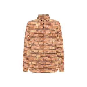 Brick Printed Pattern Print Design 04 Women's Long Sleeve Polo Shirt