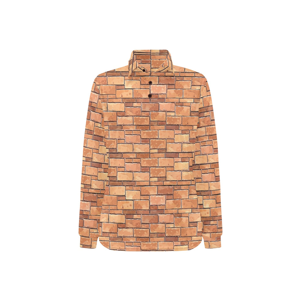 Brick Printed Pattern Print Design 04 Women's Long Sleeve Polo Shirt