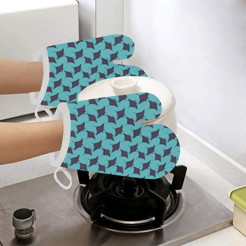 Stingray Pattern Print Design 02 Heat Resistant Oven Mitts