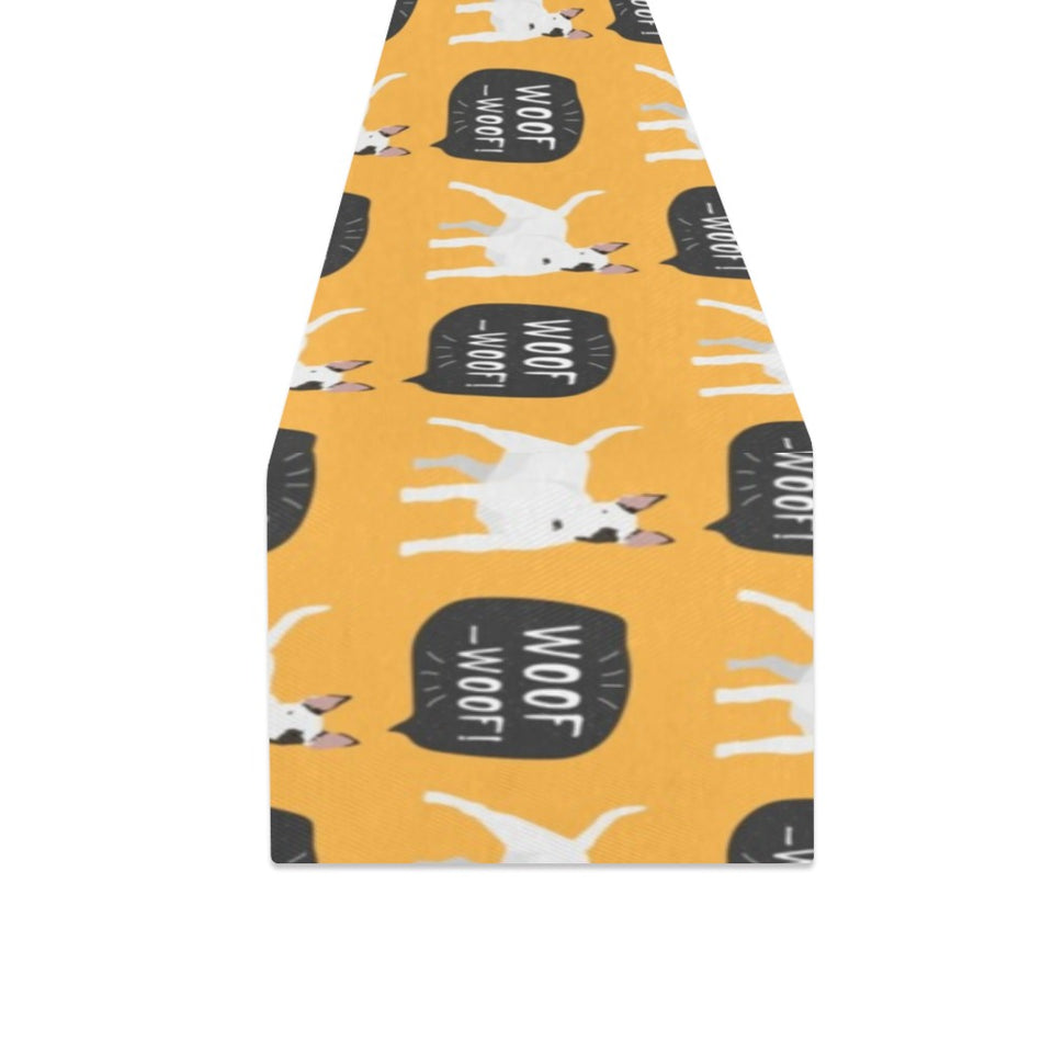 Bull Terrier Pattern Print Design 03 Table Runner
