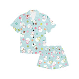 Cute snowman snowflake pattern Kids' Boys' Girls' V-Neck Short Pajama Set