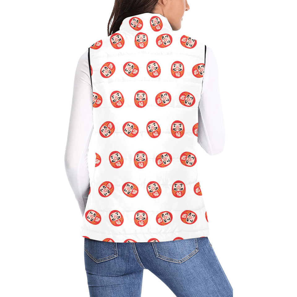Daruma japanese wooden doll pattern Women's Padded Vest