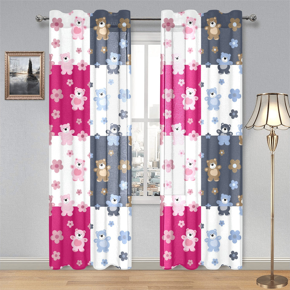 Teddy Bear Pattern Print Design 03 Gauze Curtain