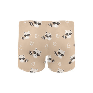 Cute raccoon heart pattern Men's Swimming Trunks