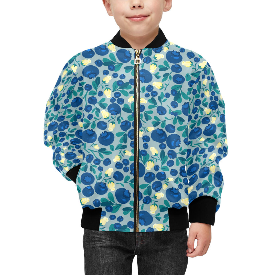 blueberry design pattern Kids' Boys' Girls' Bomber Jacket