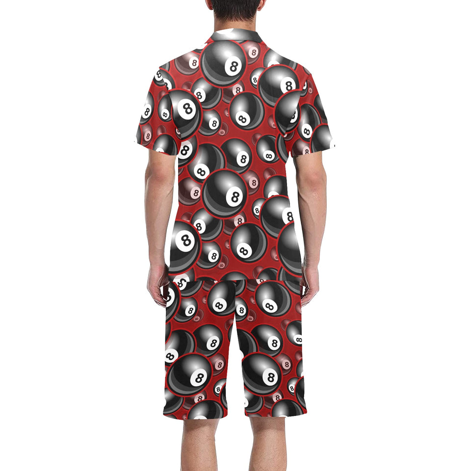 Billiard Ball Pattern Print Design 05 Men's V-Neck Short Pajama Set
