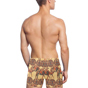 Camel polynesian tribal design pattern Men's Swimming Trunks