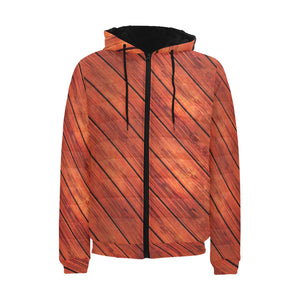 Wood Printed Pattern Print Design 03 Men's Padded Hooded Jacket