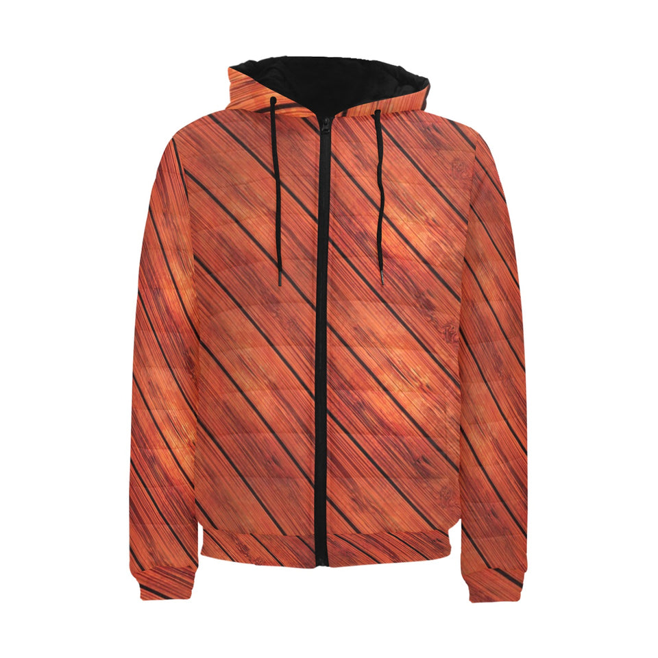 Wood Printed Pattern Print Design 03 Men's Padded Hooded Jacket