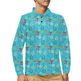 Math Pattern Print Design 02 Men's Long Sleeve Polo Shirt