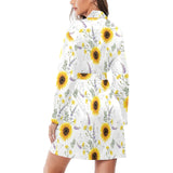 beautiful sunflowers pattern Women's Long Sleeve Belted Night Robe