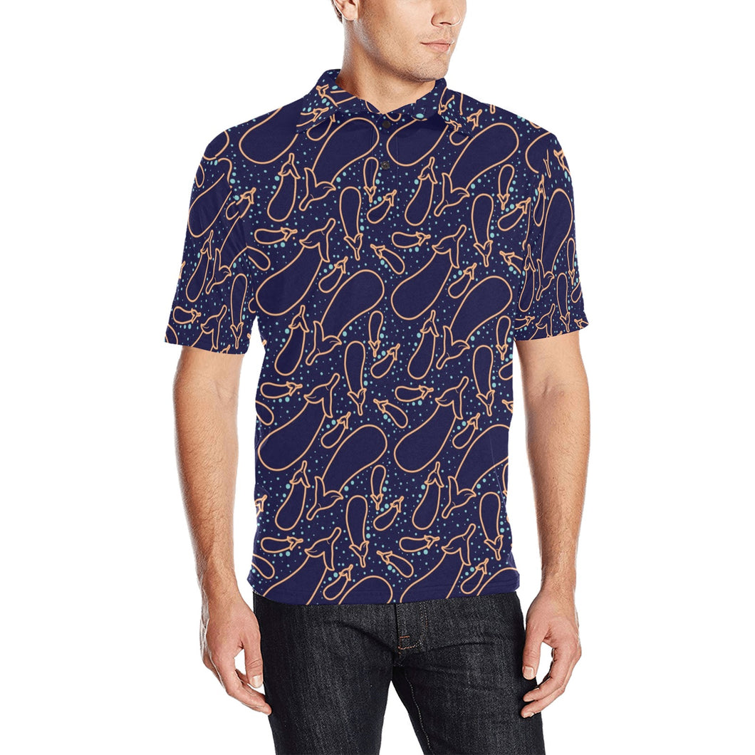 Eggplant Pattern Print Design 04 Men's All Over Print Polo Shirt
