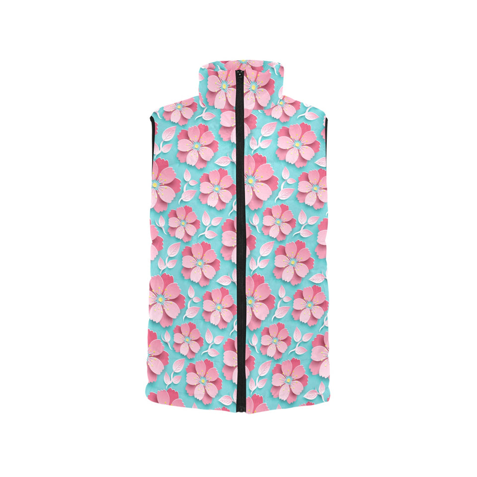 3D sakura cherry blossom pattern Women's Padded Vest