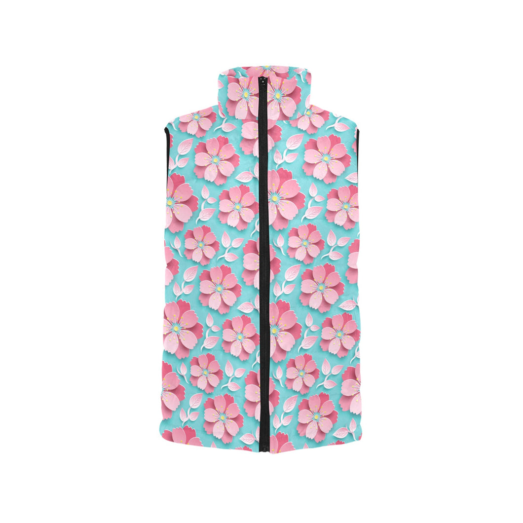 3D sakura cherry blossom pattern Women's Padded Vest