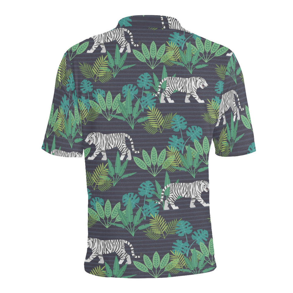 white bengal tigers tropical plant Men's All Over Print Polo Shirt