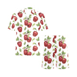 Red apples pattern Men's V-Neck Short Pajama Set