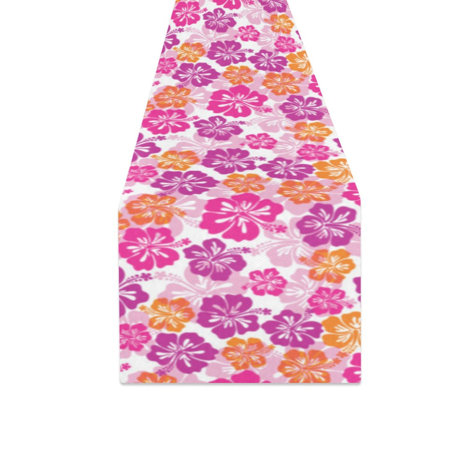 Hibiscus Pattern Print Design 01 Table Runner