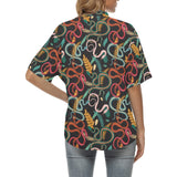 Colorful snake plant pattern Women's All Over Print Hawaiian Shirt