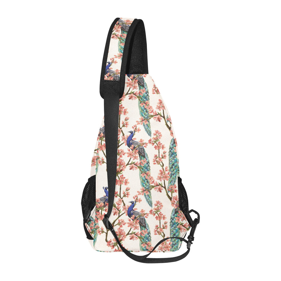 Peacock tropical flower pattern All Over Print Chest Bag