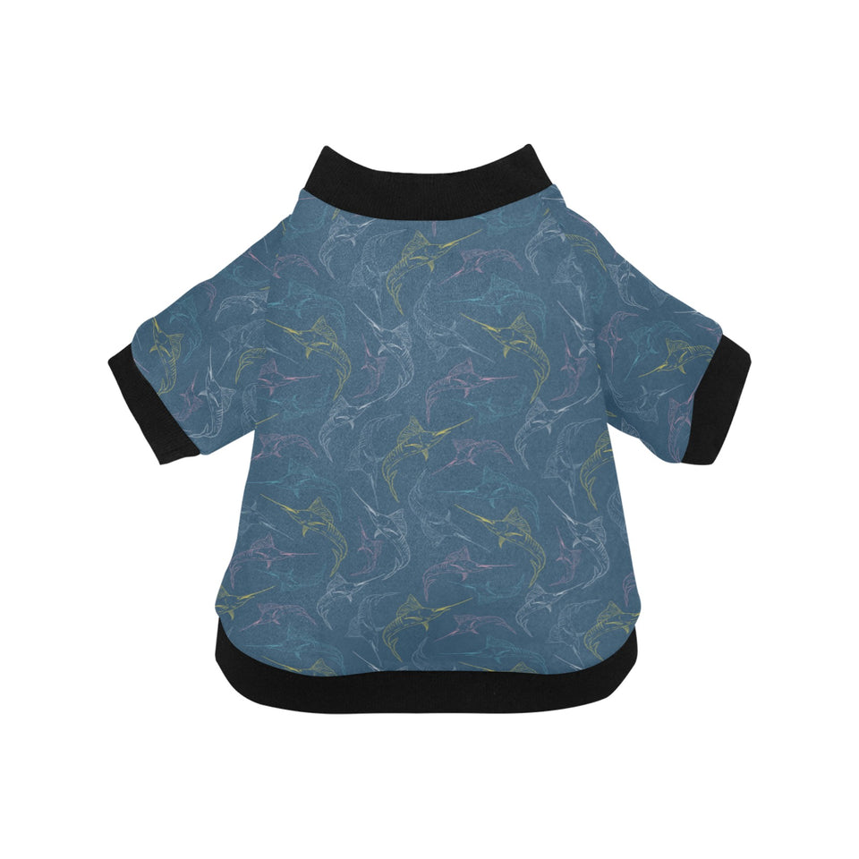 Swordfish Pattern Print Design 02 All Over Print Pet Dog Round Neck Fuzzy Shirt