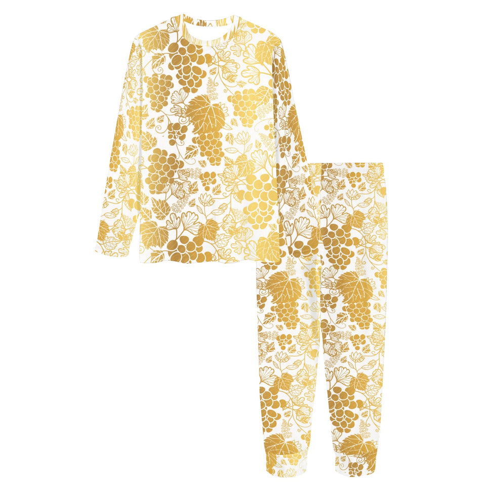 Gold grape pattern Women's All Over Print Pajama Set