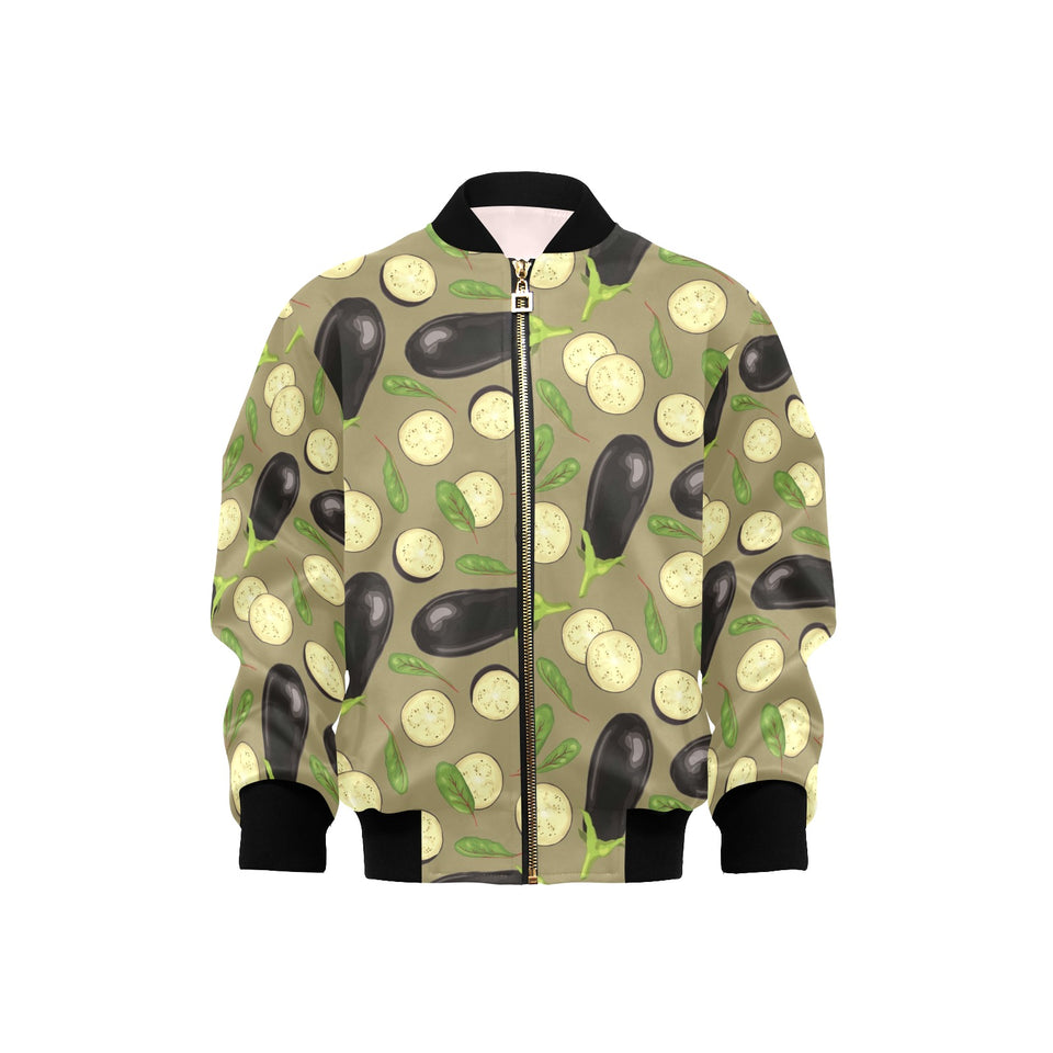 Eggplant Pattern Print Design 02 Kids' Boys' Girls' Bomber Jacket