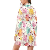 Clock butterfly pattern Women's Long Sleeve Belted Night Robe