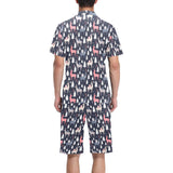 Deers Winter Christmas pattern Men's V-Neck Short Pajama Set