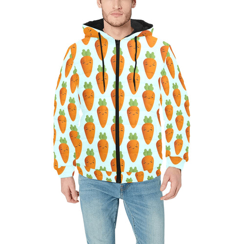 Carrot Pattern Print Design 03 Men's Padded Hooded Jacket