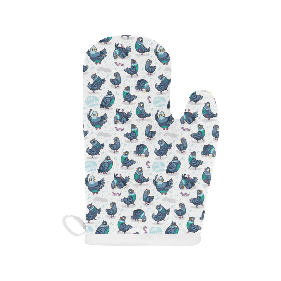 Pigeon Pattern Print Design 02 Heat Resistant Oven Mitts