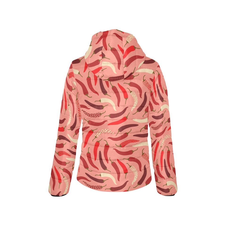 Beautiful Chili peppers pattern Women's Padded Hooded Jacket