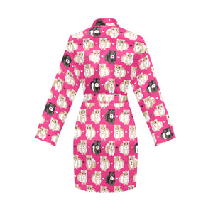 Guinea Pig Pattern Print Design 01 Women's Long Sleeve Belted Night Robe