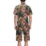 Horse head wild roses pattern Men's V-Neck Short Pajama Set