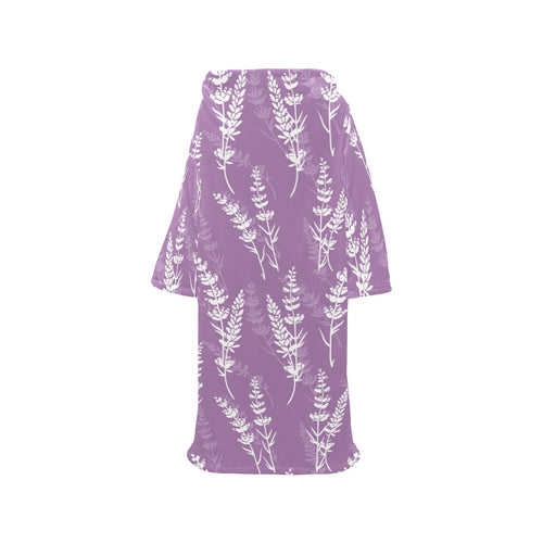 Lavender flowers purple pattern Blanket Robe with Sleeves