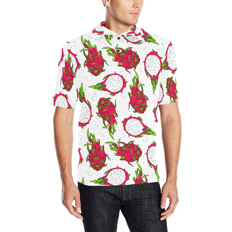 dragon fruits white background Men's All Over Print Polo Shirt