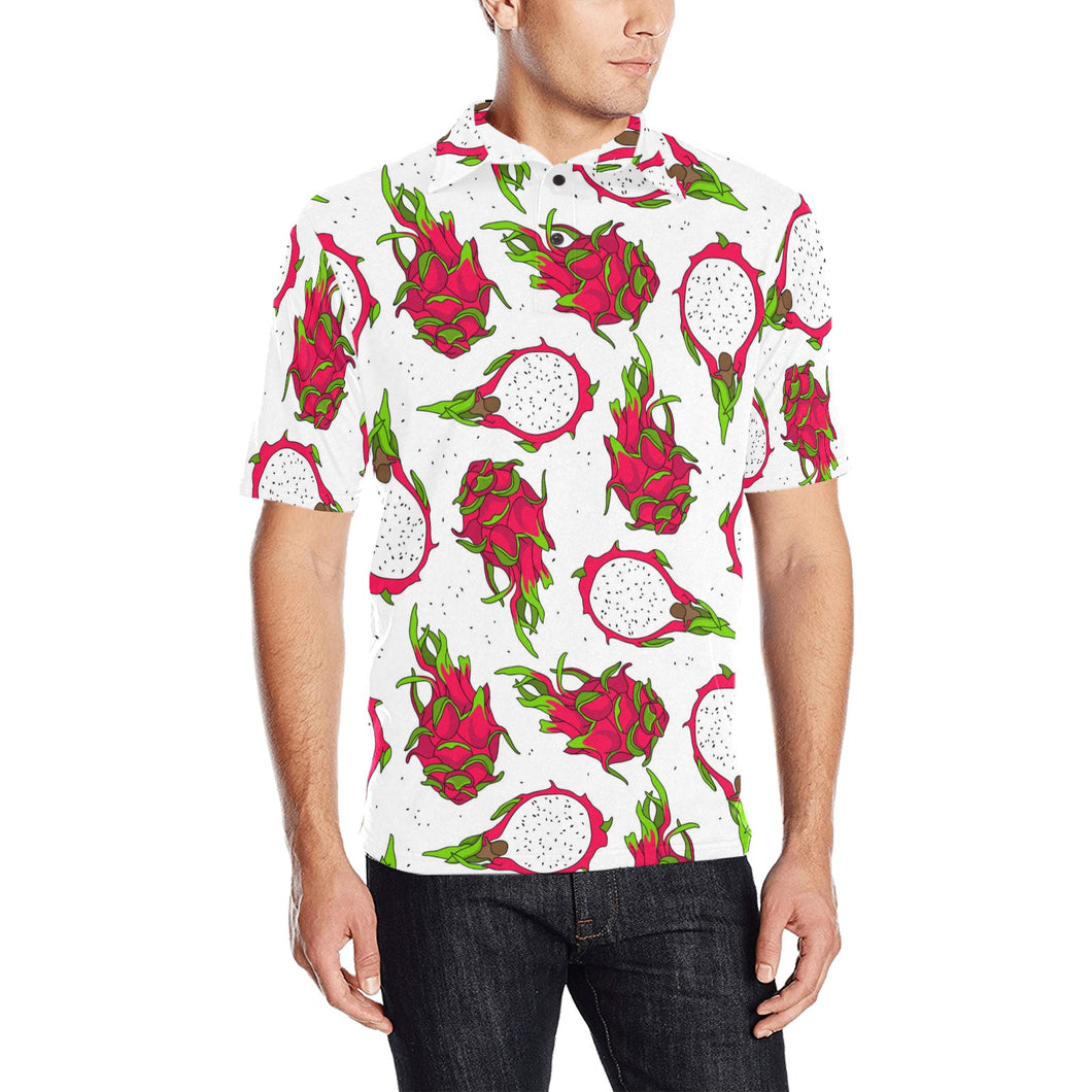 dragon fruits white background Men's All Over Print Polo Shirt