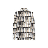 Piano Pattern Print Design 04 Women's Long Sleeve Polo Shirt
