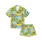 Hand drawn windmill pattern Kids' Boys' Girls' V-Neck Short Pajama Set