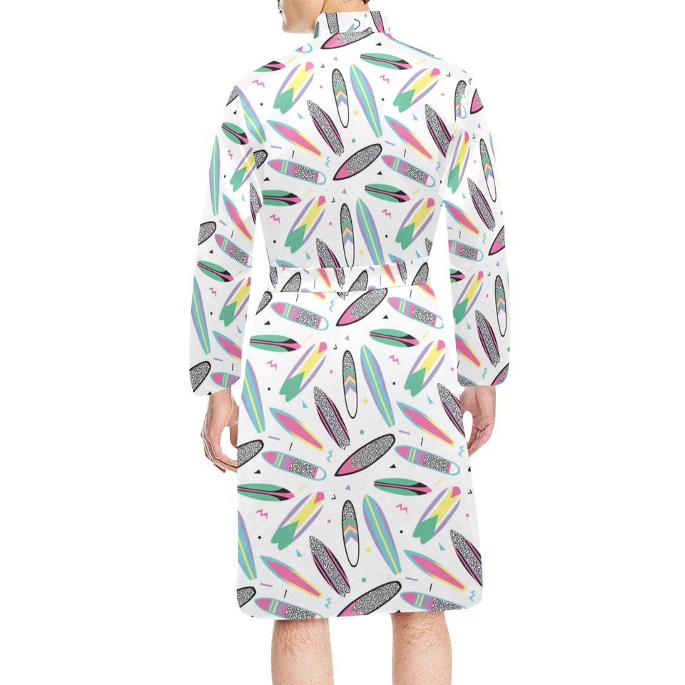 Surfboard Pattern Print Design 04 Men's Long Sleeve Belted Night Robe