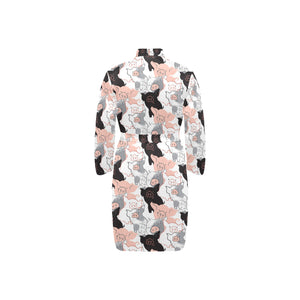 Pig Pattern Print Design 05 Men's Long Sleeve Belted Night Robe