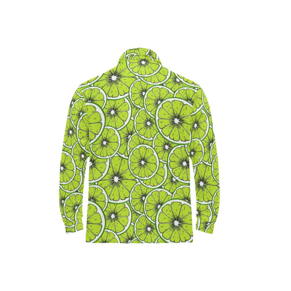Slices of Lime design pattern Men's Long Sleeve Polo Shirt