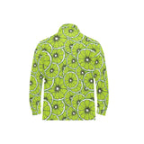 Slices of Lime design pattern Men's Long Sleeve Polo Shirt