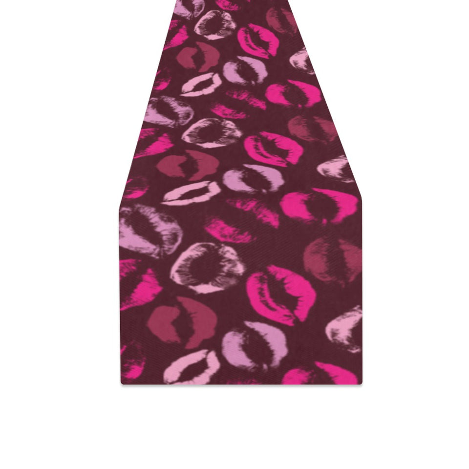 Lips Pattern Print Design 03 Table Runner