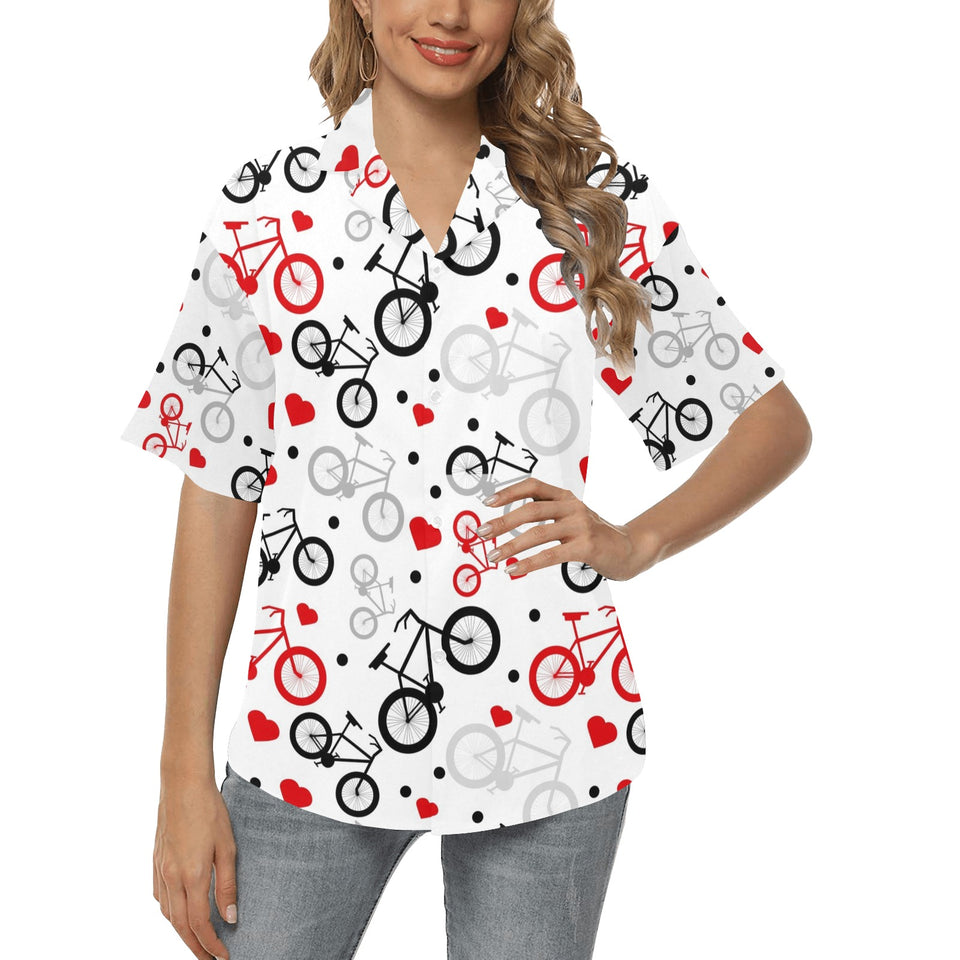 Bicycle Pattern Print Design 04 Women's All Over Print Hawaiian Shirt