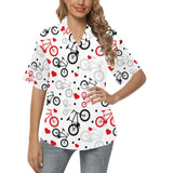 Bicycle Pattern Print Design 04 Women's All Over Print Hawaiian Shirt
