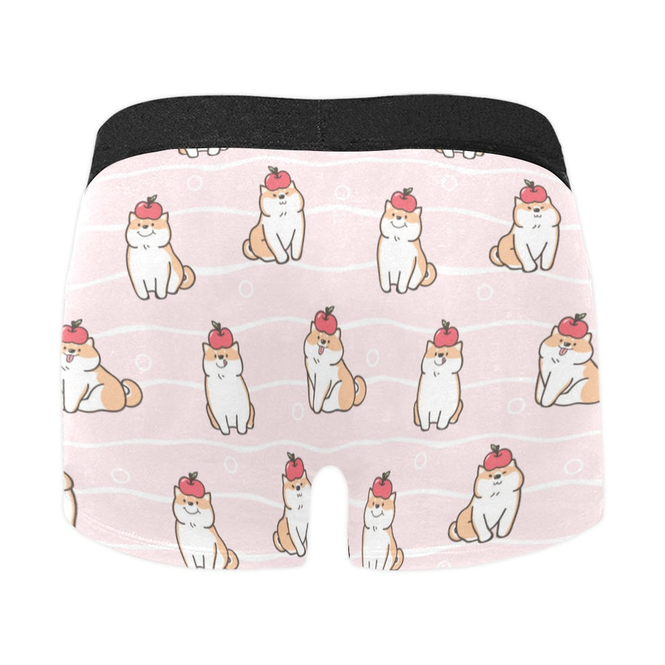 Cute Shiba Inu Dog Apple pattern Men's All Over Print Boxer Briefs Men's Underwear