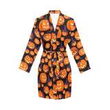Halloween Pumpkin pattern Women's Long Sleeve Belted Night Robe