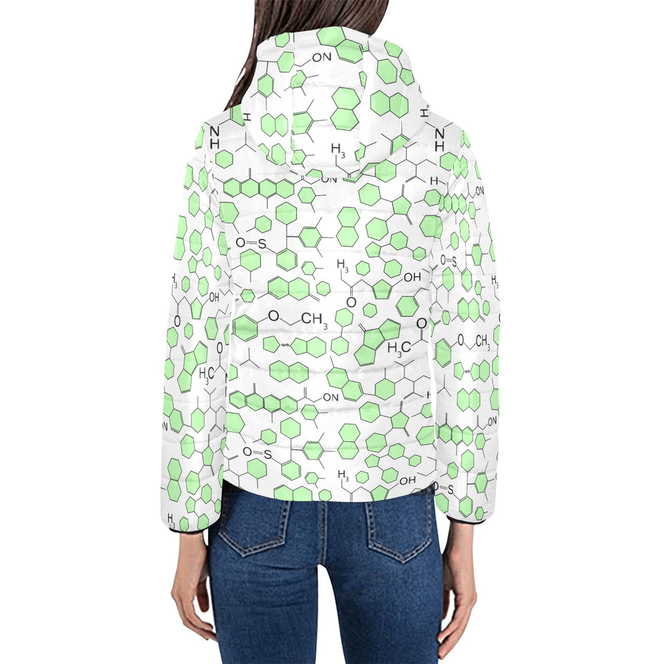 Chemistry Periodic Table Pattern Print Design 03 Women's Padded Hooded Jacket