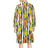 papaya design pattern Men's Long Sleeve Belted Night Robe